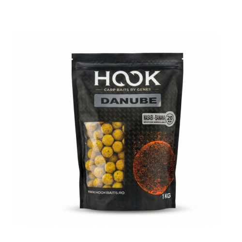 Boilies BF semisolubil 20mm (1kg) aromă Wasabi & Banana. Combinație supremă dulce-picantă cu desfacere treptată. Ideal pentru atracție rapidă la Crap și Amur. Boilies BirdFood Tare 20mm 1kg Wasabi Banana | Momeală Selecție Crap
