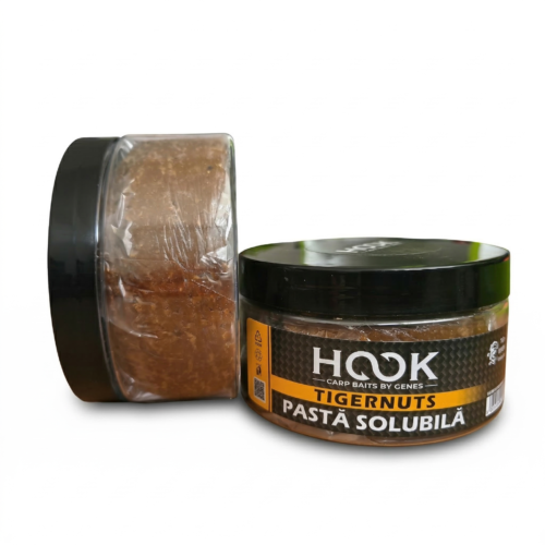 Pastă solubilă Tigernuts (Alune Tigrate) la borcan 350ml. Atracție dulce, naturală, perfectă pentru Crapi prudenți și Amur. Îmbracă momeala pentru trăsături rapide!